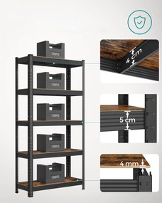 Metalowy regał półkowy TAYLOR 5 półek 150x75 cm