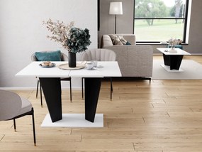Rozkładany stół do jadalni Violan II R biało/czarny mat