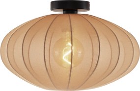 Lampa sufitowa w stylu japandi, brązowa, z abażurem z tkaniny - Bida
