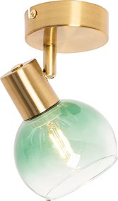 Reflektor Art Deco złoty z zielonym szkłem - Vidro
