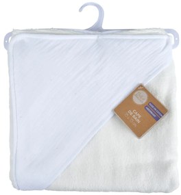 Biały muślinowy ręcznik dziecięcy z kapturem 75x75 cm – Bébé Douceur