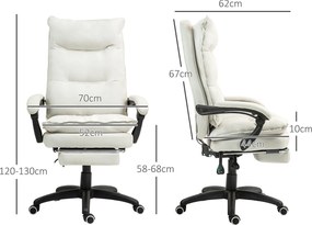 Vinsetto Krzesło Biurowe z Masażem, Fotel do Pracy z Funkcją Masażu, Regulowany Ergonomiczny Fotel Obrotowy, Nylon, Kremowy