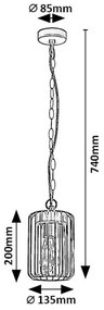 Rabalux 77107 wisząca lampa zewnętrzna Tarpa, E27,1x max. 40W, IP44