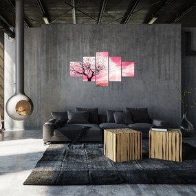 Różowy obraz drzewa (125x70 cm)