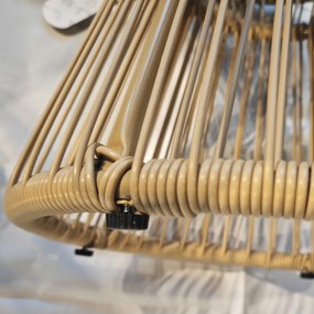 Outsunny Stolik Ogrodowy Stolik Rattanowy, Blat ze Szkła, PE-Rattan, 40 cm x 40 cm x 42 cm Beżowy