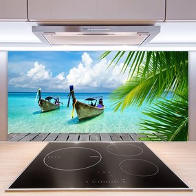 Panel Szklany Kolorowe Łodzie na Falach