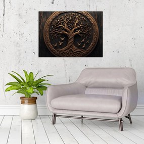 Obraz na szkle – Drewniane drzewo życia (70x50 cm)