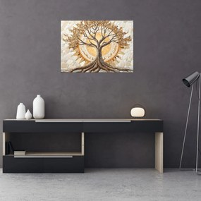 Obraz – Złote drzewo życia w mozaice (70x50 cm)