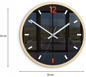 Zegar ścienny w stylu nowoczesnym akrylowy grafit orange okrągły kwarcowy