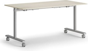 Mobilny stół MATCH, 160x80 cm, szara podstawa, dąb naturalny
