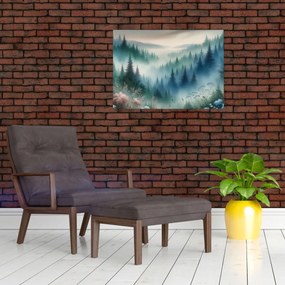 Obraz - Leśny krajobraz z mgłą (70x50 cm)