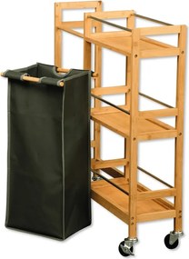 Kesper 24857 Regał na kółkach z koszem na butelki, bambus, 78 x 20 x 68 cm