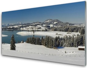Szkło do Kuchni na Ścianę Zimowa Kraina nad Jeziorem