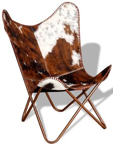 Brązowo biały fotel butterfly retro C1-L33