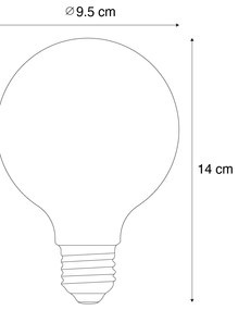 Zestaw 5 ściemnialnych żarówek LED E27 G95 brązowe 4W 120 lm 1800K