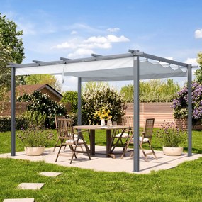 PRIMEYARD 3x4m Pergola Classic, roleta rzymska, szary - (400102)