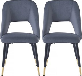 Zestaw 2 aksamitnych krzesel "Coralie" – szary