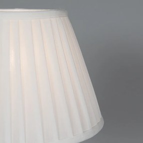 Lampa stołowa Retro mosiądz klosz plisowany kremowy 25cm - Kaso Retro Oswietlenie wewnetrzne