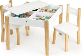 Zestaw Tablino - stolik dziecięcy z tablicą do rysowania i schowkiem + 2 krzesełka