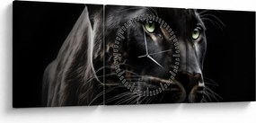 Obraz - Czarna Pantera (z zegarem) (90x30 cm)