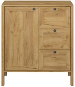 Komoda z Szufladami Drewniana do Salonu DALE 80 cm Dąb craft złoty Klasyczna