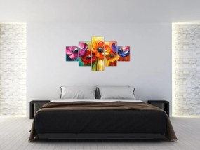 Obraz - Pięć kolorowych kwiatów (125x70 cm)