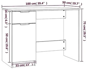 Białe Minimalistyczne Biurko Prestila