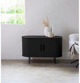 Czarna komoda w dekorze dębu z drzwiami przesuwnymi 120x76x45 cm Nola – Unique Furniture