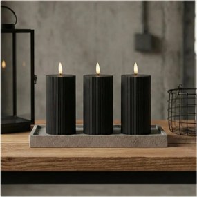 ZESTAW 3x Świeca LED BRILLO LED/2xAA 15 cm czarna + zdalne sterowanie