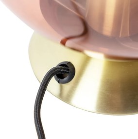 Lampa stołowa w stylu art deco z mosiądzu z różowym szkłem - Pallon