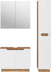 Zestaw mebli łazienkowych dąb/biały ze strukturą płytek 79.6x32x62.5 lotta