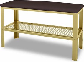 Nowoczesne siedzisko z metalowym stelażem złoty + wenge S6-D84