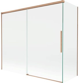 Mexen Rox parawan nawannowy 2-skrzydłowy rozsuwany 180 + 80 x 150 cm, transparent, miedż szczotkowana - 8C9-180-080-65-00