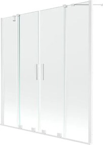 Mexen Velar Duo parawan nawannowy 2-skrzydłowy rozsuwany 150 x 150 cm, transparent, biały - 896-150-000-02-20