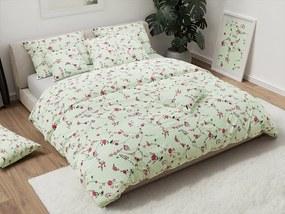 PrzytulneMieszkanie.pl PrzytulneMieszkanie.pl Pościel krepowa FLORAL CREAM jasny zielony Rozmiar pościeli: 70 x 90 cm | 140 x 200 cm