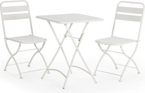 Zestaw ogrodowy Colummn Ensemble Bistro de jardin Perla 3 częściowy w kolorze białym, stół i 2 krzesła.