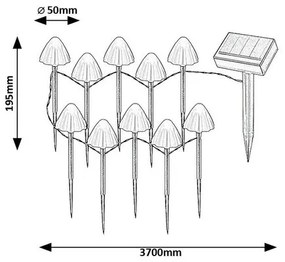 Rabalux 77007 zewnętrzne dekoracyjne solarne oświetlenie Skadar, grzybki