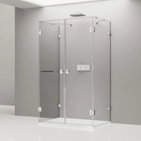 Ścianka prysznicowa w kształcie litery U EX412 - Z drzwiami skrzydłowymi80 x 80 x 195 cm - 8 mm - Nano prawdziwe szkło