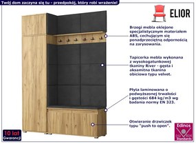 Garderoba z szafą i nadstawką do przedpokoju dąb craft + szary - Linez 4X