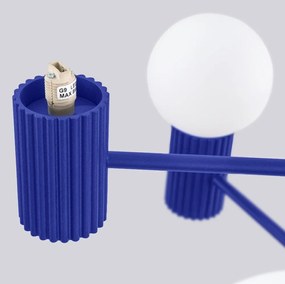 Niebieska lampa wisząca ze szklanym kloszem Orbital – Sollux