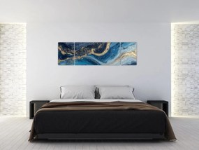 Obraz - Abstrakcyjny niebiesko-złoty marmur (170x50 cm)