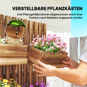 Outsunny Zestaw skrzynek na kwiaty, montaż na ścianie, możliwość przesuwania, lite drewno, 60 x 16 x 80 cm | Aosom PL