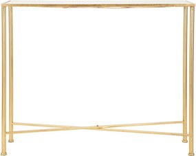 Konsola w biało-złotym kolorze ze szklanym blatem 35x100 cm Butterflies – Mauro Ferretti