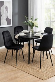 Czarne welurowe krzesło z pikowaniem ZannoT6-Z14