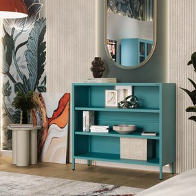 Niski regał metalowy morski / turkusowy Modern LUCA, 1000 x 900 x 350 mm