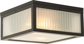 Inteligentna lampa sufitowa zewnętrzna czarna z żebrowanym szkłem z WiFi A60 - Charlois