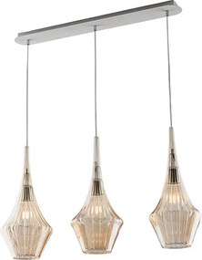 Szyna żelazna Zeus z bursztynowym szkłem pyreksowym, 3 światła, dł. 75 x 10, BL270-BIN3-AM