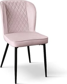 Zestaw 4 krzeseł z różowego aksamitu i antracytowymi metalowymi nogami - SOHO