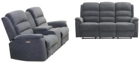 Kanapa 3+2 z tkaniny z elektryczną funkcją relax NEVERS - Szara