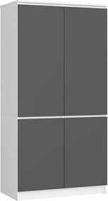 Szafa AKORD S90 4 drzwi Biała, Grafit Szary 90x51x180 cm